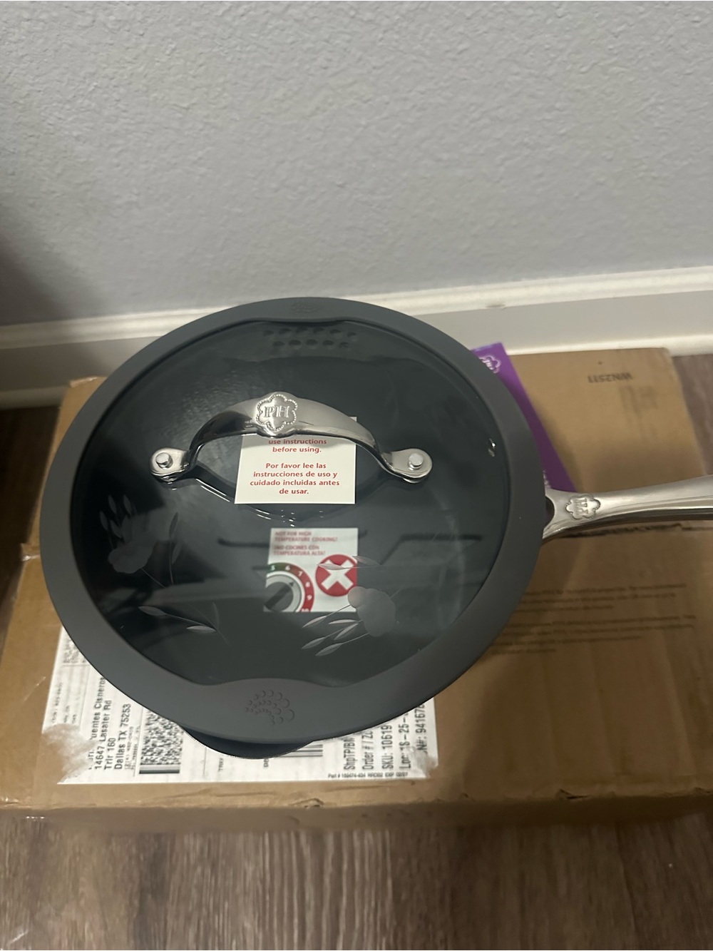 Princess House Black Nonstick Skillet with Glass Lid